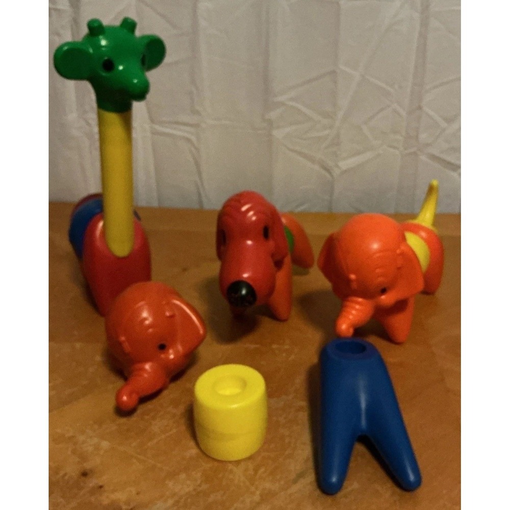 Vintage Tupperware Toy ZOO-IT-YOURSELF Animal Set TupperToy Giraffe Elephant Dog